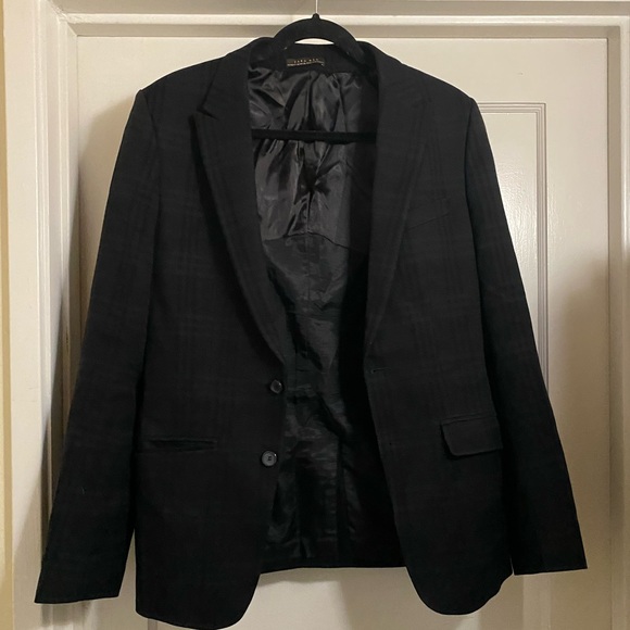 Zara Man Black Gingham Checker Pattern Cotton Wool Blend blazer suit jacket - Picture 14 of 15